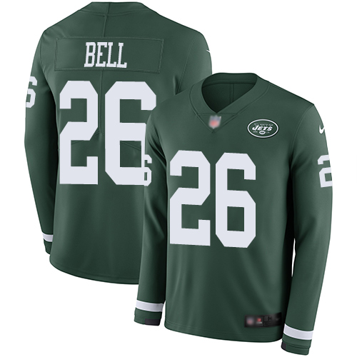 Jets #26 Le'Veon Bell Green Team Color Men's Stitched Football Limited Therma Long Sleeve Jersey