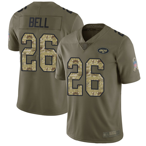 Jets #26 Le'Veon Bell Olive Camo Women's Stitched Football Limited 2017 Salute to Service Jersey