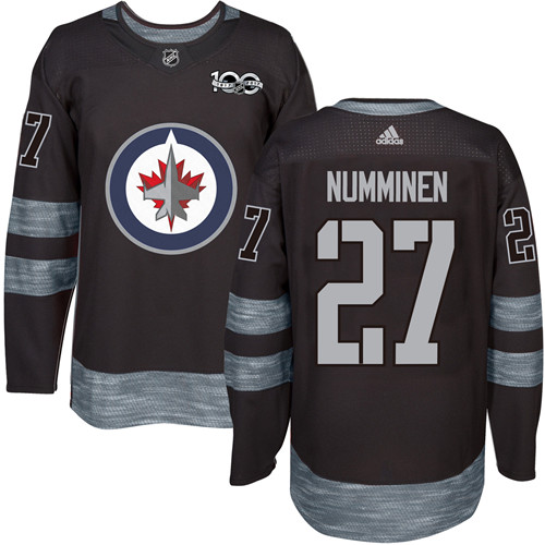 Jets #27 Teppo Numminen Black 1917-2017 100th Anniversary Stitched NHL Jersey Jets #27 Teppo Numminen Black 1917-2017 100th Anniversary Stitched NHL Jersey