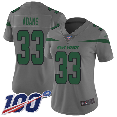 Jets #33 Jamal Adams Gray Women's Stitched Football Limited Inverted Legend 100th Season Jersey Jets #33 Jamal Adams Gray Women's Stitched Football Limited Inverted Legend 100th Season Jersey