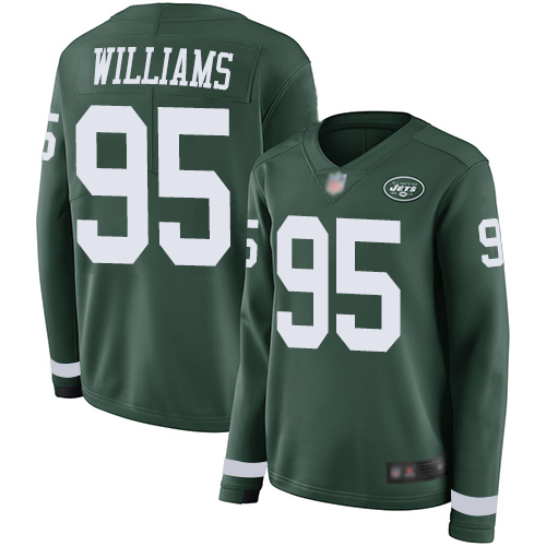 Jets #95 Quinnen Williams Green Team Color Women's Stitched Football Limited Therma Long Sleeve Jersey Jets #95 Quinnen Williams Green Team Color Women's Stitched Football Limited Therma Long Sleeve Jersey