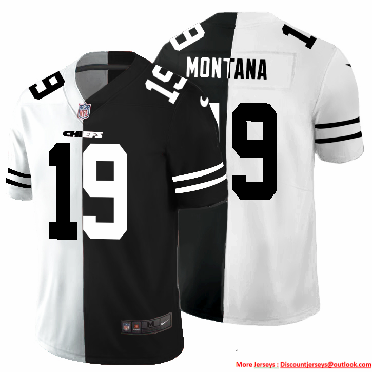 Kansas City Chiefs #19 Joe Montana Men's Black V White Peace Split Nike Vapor Untouchable Limited NFL Jersey