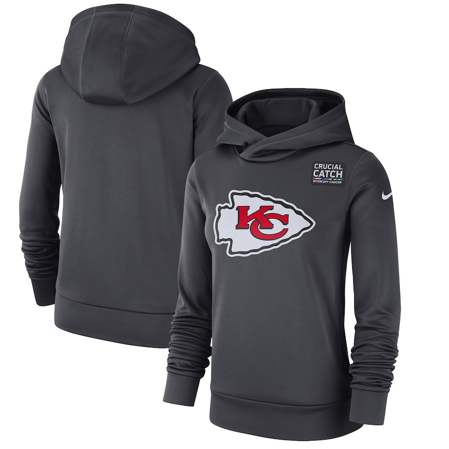 Kansas City Chiefs Anthracite Women's Nike Crucial Catch Performance Hoodie Kansas City Chiefs Anthracite Women's Nike Crucial Catch Performance Hoodie
