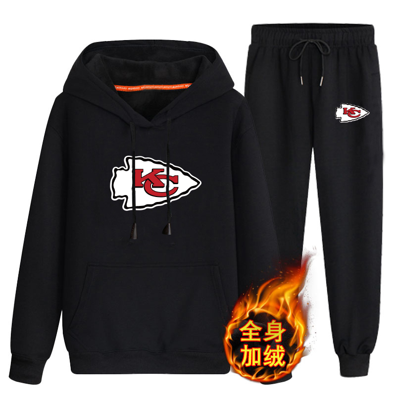 Kansas City Chiefs Black Men's Winter Thicken NFL Pullover Hoodie & Pant Kansas City Chiefs Black Men's Winter Thicken NFL Pullover Hoodie & Pant