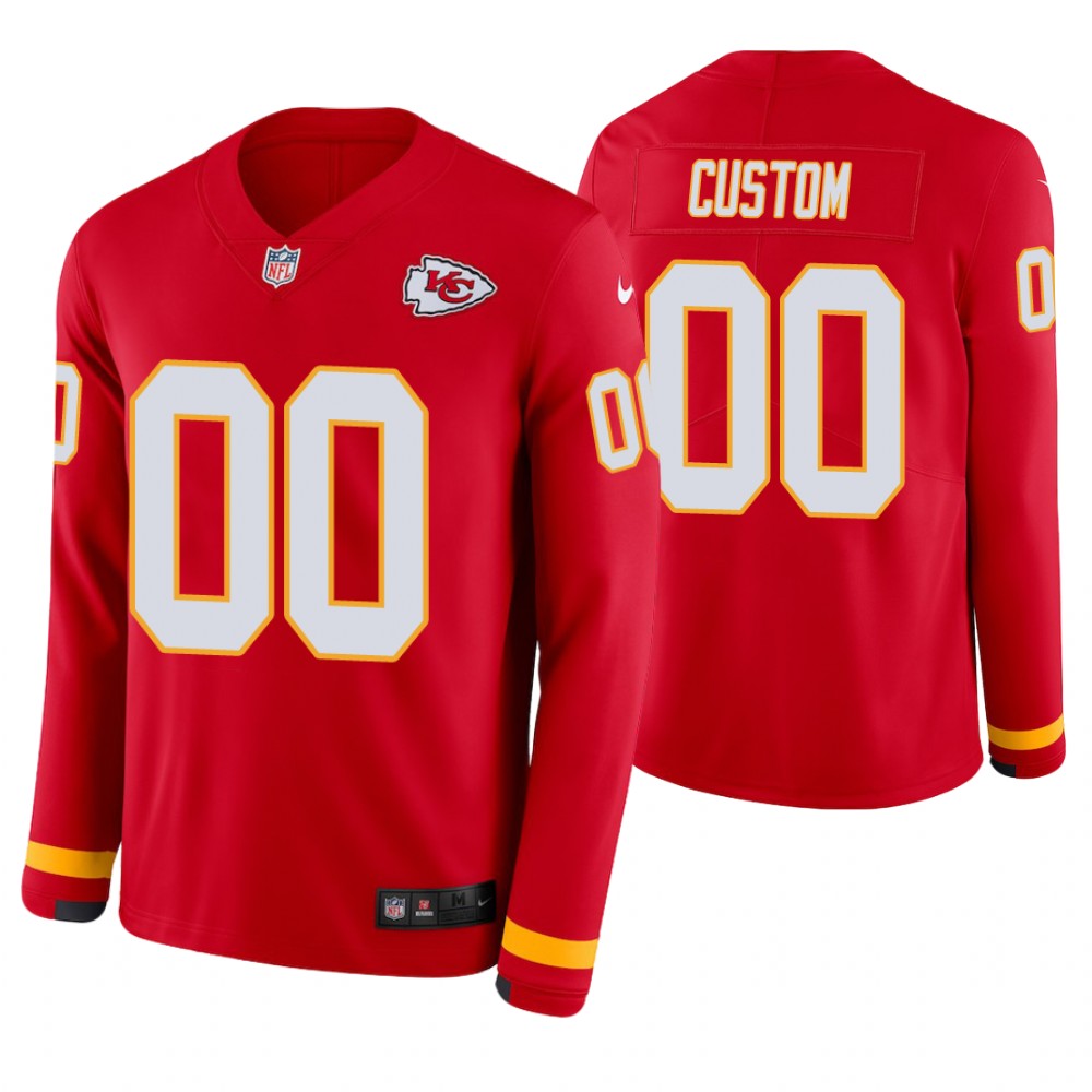 Kansas City Chiefs Custom Red Therma Long Sleeve Jersey Kansas City Chiefs Custom Red Therma Long Sleeve Jersey