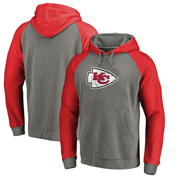 Kansas City Chiefs NFL Pro Line By Fanatics Branded Throwback Logo Tri-Blend Raglan Pullover Hoodie Gray Red Kansas City Chiefs NFL Pro Line By Fanatics Branded Throwback Logo Tri-Blend Raglan Pullover Hoodie Gray Red