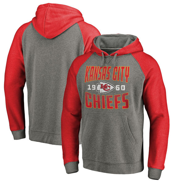 Kansas City Chiefs NFL Pro Line By Fanatics Branded Timeless Collection Antique Stack Tri-Blend Raglan Pullover Hoodie Ash Kansas City Chiefs NFL Pro Line By Fanatics Branded Timeless Collection Antique Stack Tri-Blend Raglan Pullover Hoodie Ash