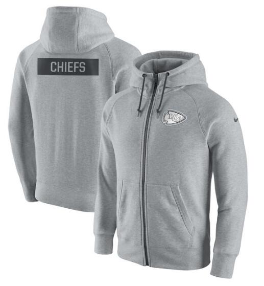 Kansas City Chiefs Nike Gridiron Gray 2.0 Full Zip Hoodie Ash Kansas City Chiefs Nike Gridiron Gray 2.0 Full Zip Hoodie Ash