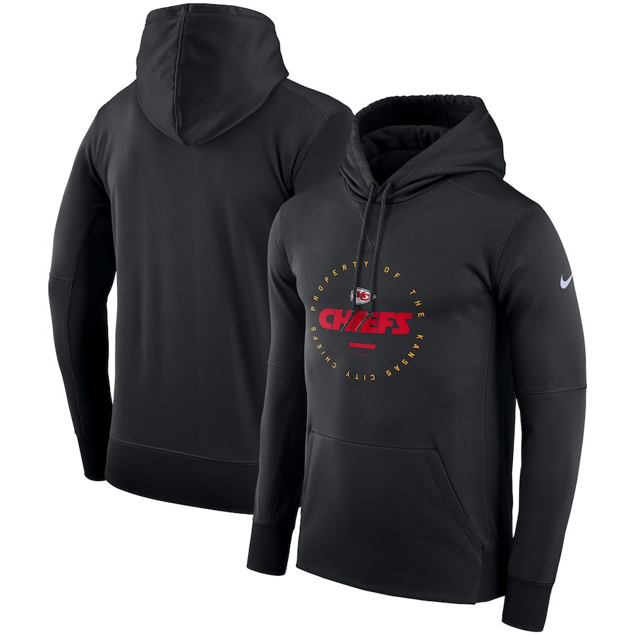 Kansas City Chiefs Nike Sideline Property Of Wordmark Logo Performance Pullover Hoodie Black