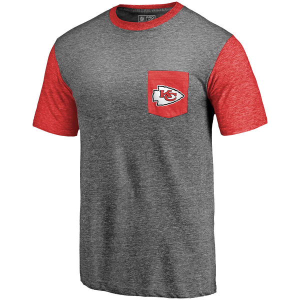 Kansas City Chiefs Pro Line By Fanatics Branded Heathered Gray Red Refresh Pocket T-Shirt Kansas City Chiefs Pro Line By Fanatics Branded Heathered Gray Red Refresh Pocket T-Shirt