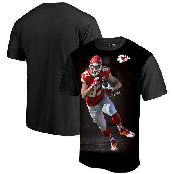 Kansas City Chiefs Travis Kelce NFL Pro Line By Fanatics Branded NFL Player Sublimated Graphic T Shirt Black Kansas City Chiefs Travis Kelce NFL Pro Line By Fanatics Branded NFL Player Sublimated Graphic T Shirt Black