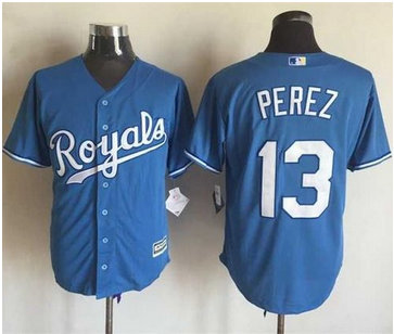 Kansas City Royals #13 Salvador Perez Light Blue Alternate 1 New Cool Base Stitched MLB Jersey