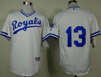 Kansas City Royals #13 Salvador Perez White 1974 Turn Back The Clock Stitched Baseball Jersey