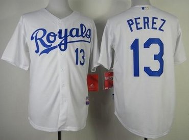 Kansas City Royals #13 Salvador Perez White Cool Base Baseball Jersey