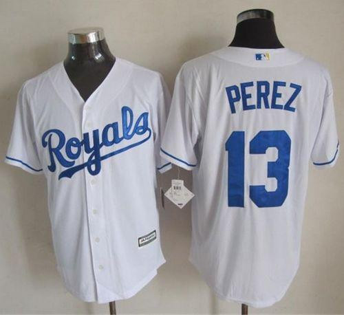 Kansas City Royals #13 Salvador Perez White New Cool Base Stitched Baseball Jersey