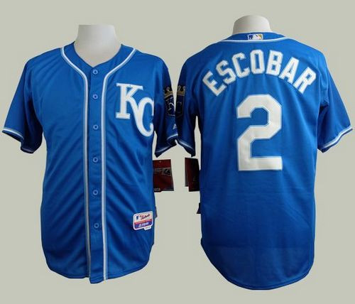 Kansas City Royals #2 Alcides Escobar Blue Alternate 2 Cool Base Stitched Baseball Jersey