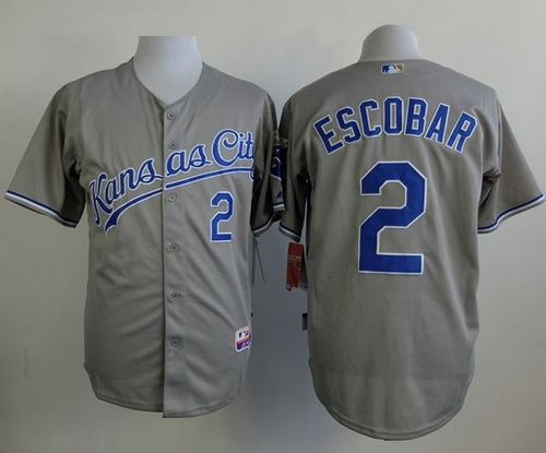 Kansas City Royals #2 Alcides Escobar Grey Cool Base Stitched Baseball Jersey