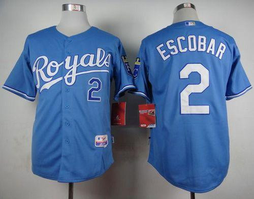Kansas City Royals #2 Alcides Escobar Light Blue Alternate 1 Cool Base Stitched Baseball jersey