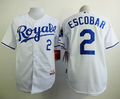 Kansas City Royals #2 Alcides Escobar White Cool Base Stitched Baseball Jersey