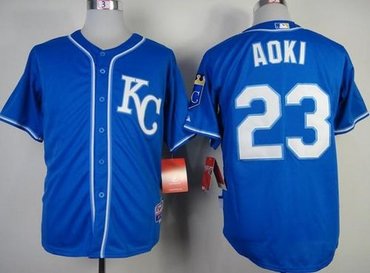 Kansas City Royals #23 Nori Aoki Light Blue Cool Base Baseball Jersey