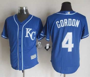 Kansas City Royals #4 Alex Gordon Blue Alternate 2 New Cool Base Stitched Baseball Jersey