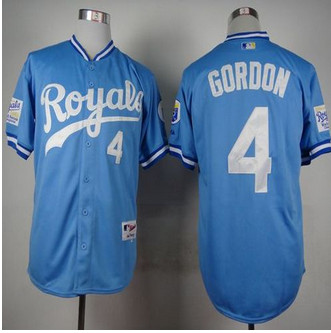 Kansas City Royals #4 Alex Gordon Light Blue 1985 Turn Back The Clock Stitched Baseball jersey