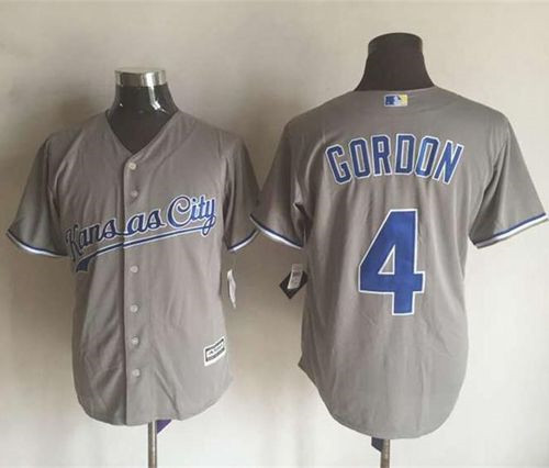 Kansas City Royals #4 Alex Gordon New Grey Cool Base Stitched MLB Jersey