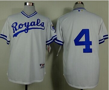 Kansas City Royals #4 Alex Gordon White 1974 Turn Back The Clock Stitched Baseball Jersey