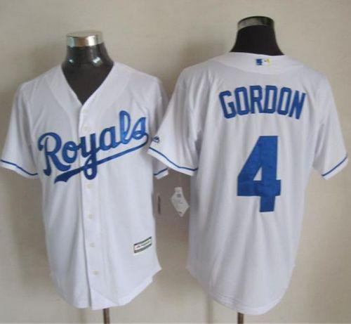Kansas City Royals #4 Alex Gordon White New Cool Base Stitched Baseball Jersey