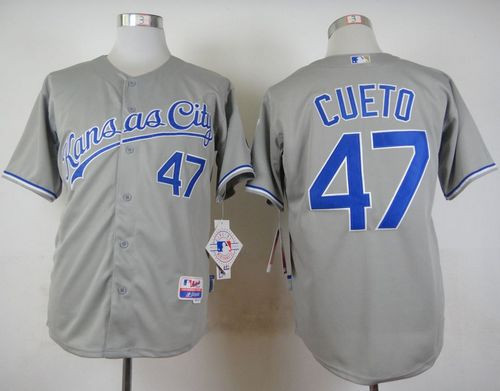 Kansas City Royals #47 Johnny Cueto Grey Cool Base Stitched Baseball Jersey