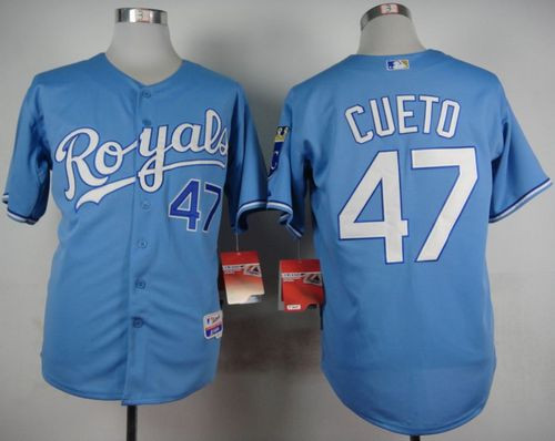 Kansas City Royals #47 Johnny Cueto Light Blue Alternate 1 Cool Base Stitched Baseball Jersey