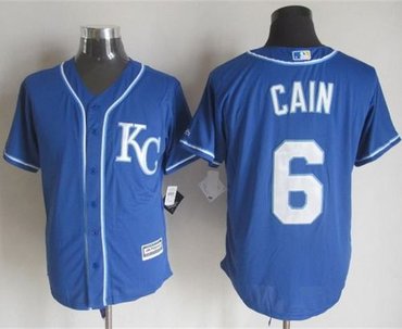 Kansas City Royals #6 Lorenzo Cain Blue Alternate 2 New Cool Base Stitched Baseball Jersey