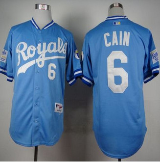 Kansas City Royals #6 Lorenzo Cain Light Blue 1985 Turn Back The Clock Stitched Baseball jersey