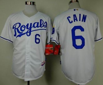 Kansas City Royals #6 Lorenzo Cain White Cool Base Stitched Baseball Jersey