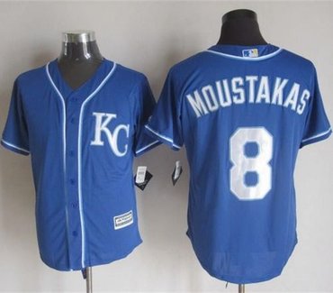 Kansas City Royals #8 Mike Moustakas Blue Alternate 2 New Cool Base Stitched Baseball Jersey
