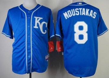 Kansas City Royals #8 Mike Moustakas Blue Baseball Jersey