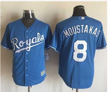 Kansas City Royals #8 Mike Moustakas Light Blue Alternate 1 New Cool Base Stitched MLB Jersey