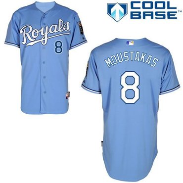 Kansas City Royals #8 Mike Moustakas Light Blue Cool Base Baseball Jersey