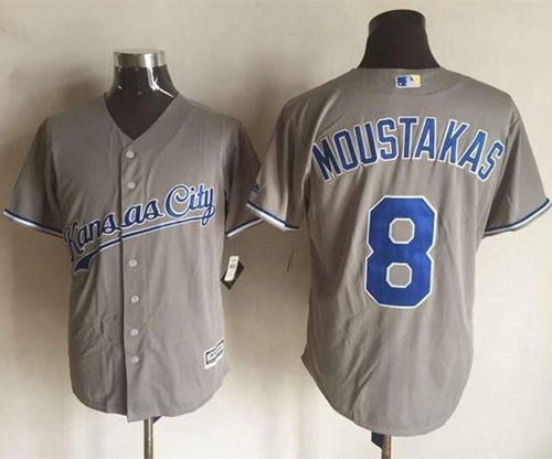 Kansas City Royals #8 Mike Moustakas New Grey Cool Base Stitched MLB Jersey