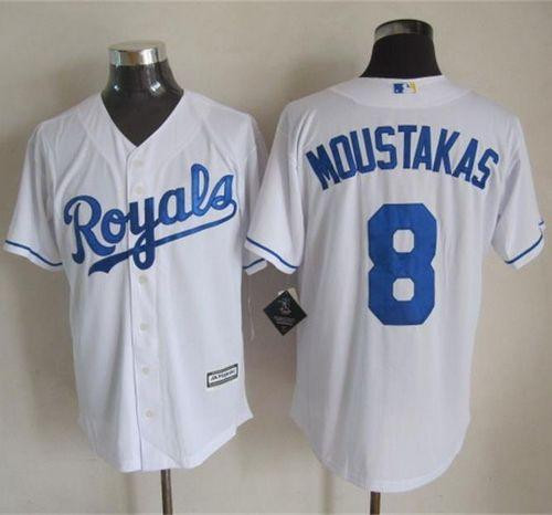 Kansas City Royals #8 Mike Moustakas White New Cool Base Stitched Baseball Jersey