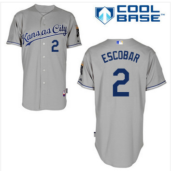 Kansas City Royals 2 Alcides Escobar Baseball grey Jersey