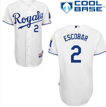 Kansas City Royals 2 Alcides Escobar Baseball white Jersey