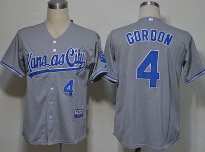 Kansas City Royals 4 Alex Gordon Grey MLB Jerseys