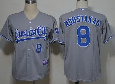 Kansas City Royals 8 Moustakas Grey MLB Jerseys
