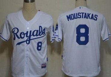 Kansas City Royals 8 Moustakas White MLB Jerseys
