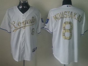 Kansas City Royals 8 Moustakas White MLB Jerseys Camo Number
