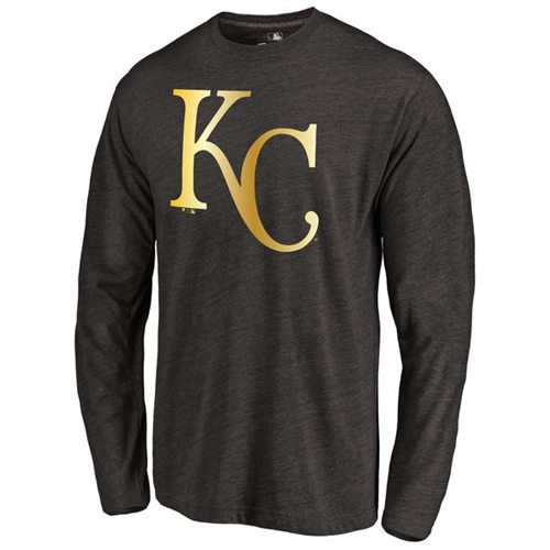Kansas City Royals Gold Collection Long Sleeve Tri-Blend T-Shirt Black Kansas City Royals Gold Collection Long Sleeve Tri-Blend T-Shirt Black