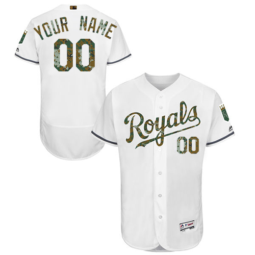 Kansas City Royals White Memorial Day Men's Customized Flexbase Jersey Kansas City Royals White Memorial Day Men's Customized Flexbase Jersey
