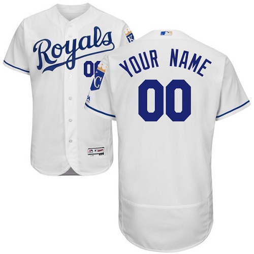 Kansas City Royals White Men's Customized Flexbase Jersey Kansas City Royals White Men's Customized Flexbase Jersey