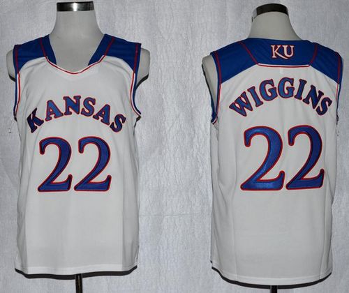 Kansas Jayhawks #22 Andrew Wiggins White Basketball Stitched NCAA Jersey Kansas Jayhawks #22 Andrew Wiggins White Basketball Stitched NCAA Jersey